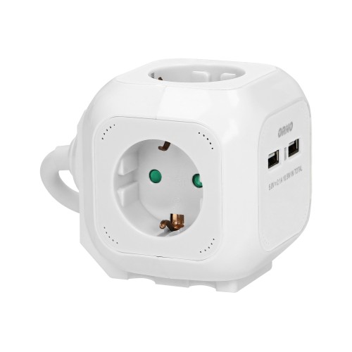 Przedłużacz Kostka 4x2P+Z(Schuko), ładowarka 2xUSB, 1,4m H05VV-F 3x1,5mm2, biały OR-AE-13144(GS)/W ORNO