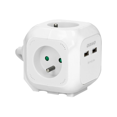 Przedłużacz Kostka 4x2P+Z, 2xUSB, H05VV-F 3x1mm2, 1,4m, biały OR-AE-13144/W ORNO