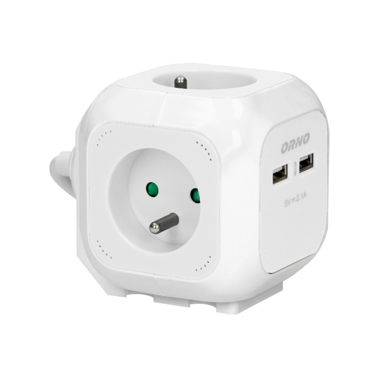 Przedłużacz Kostka 4x2P+Z, 2xUSB, H05VV-F 3x1mm2, 1,4m, biały OR-AE-13144/W ORNO
