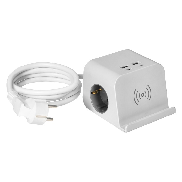 Listwa zasilająca nabiurkowa, ładowarką USB, śrubowym zaciskiem mocującym i przewodem 1,5m, 2x2P+Z (Schuko), 4xUSB, biały OR-AE-13249(GS)/W ORNO