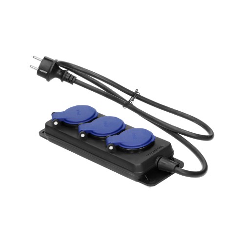 Przedłużacz warsztatowy bryzgoszczelny IP44, 3 gniazda 2P+Z IP44, przewód gumowy, H05RR-F 3x1,5mm2, długość 3m OR-AE-13295/3M ORNO