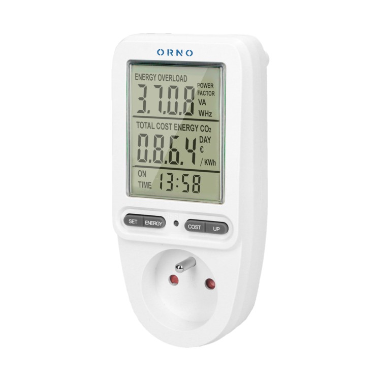 Watomierz, kalkulator energii z wyświetlaczem LCD, biały OR-WAT-435 ORNO