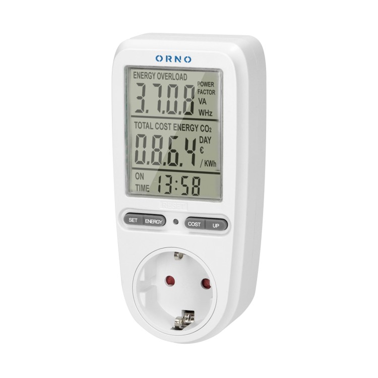 Watomierz, kalkulator energii z wyświetlaczem LCD, wersja Schuko, czarny OR-WAT-435(GS) ORNO