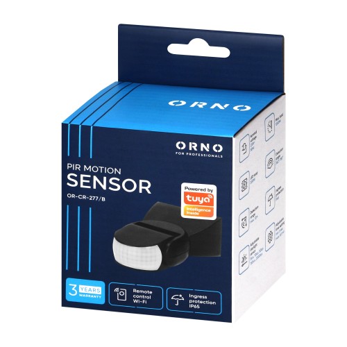 Czujnik ruchu 360°/180° 2 sensory, IP65, 1200W, czarny, TUYA Smart Wi-Fi OR-CR-277/B ORNO