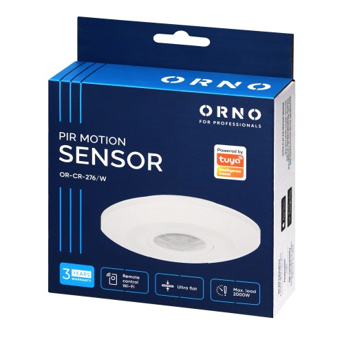 Czujnik ruchu 360°, IP20, 2000W, ultra płaski - 2,5cm, mini, TUYA Smart Wi-Fi OR-CR-276/W ORNO