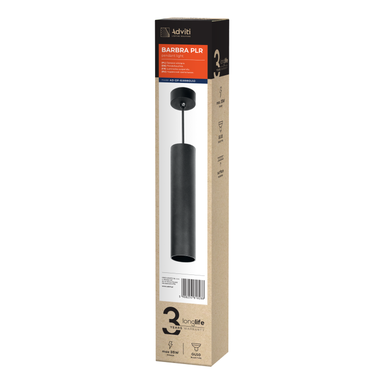 BARBRA PLR GU10 oprawa wisząca max 35W, IP20, okrągły, czarny, aluminium AD-OP-6189BGU10 ADVITI lampa sufitowa nad stół blat wyspę