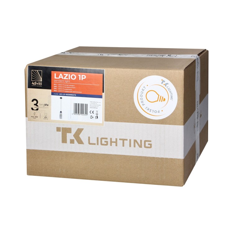 Lazio 1P E27, lampa wisząca, max. 15W, czarna AD-LD-6228BE27S ADVITI sufitowa nad stół blat wyspę