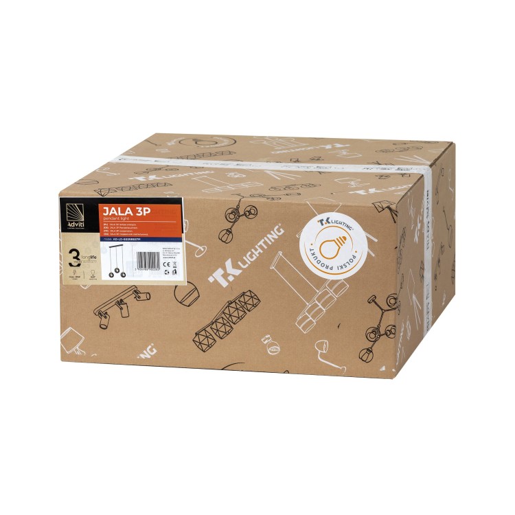 Jala 3P E27, lampa wisząca, max. 15W, czarna AD-LD-6226BE27M ADVITI sufitowa nad stół blat wyspę