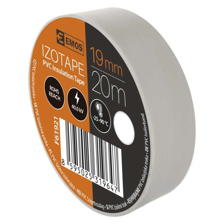 Taśma izolacyjna izolacja PVC 19mm / 20m biała F61921 Emos