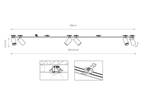 Lampa sufitowa listwa szyna podtynkowa 2m MONO SURFACE VI WHITE 7832 NOWODVORSKI Lighting 6x GU10 Spot oświetleniowa nowoczesna sufitowa ścienna metal biała nawierzchniowa jak szynoprzewód do regipsu Inspiracje Premium