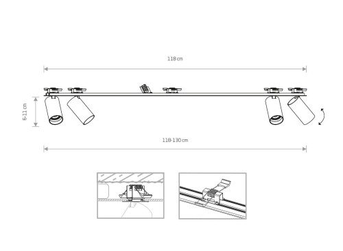 Lampa sufitowa listwa szyna podtynkowa 118cm MONO SURFACE IV WHITE 7831 NOWODVORSKI Lighting 4x GU10 Spot oświetleniowa nowoczesna sufitowa ścienna metal biała nawierzchniowa jak szynoprzewód do regipsu Inspiracje Premium