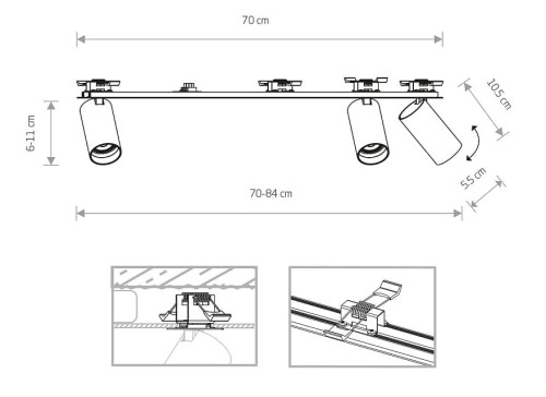 Lampa sufitowa listwa szyna podtynkowa 70cm MONO SURFACE III WHITE 7830 NOWODVORSKI Lighting 3x GU10 Spot oświetleniowa nowoczesna sufitowa ścienna metal biała nawierzchniowa jak szynoprzewód do regipsu Inspiracje Premium
