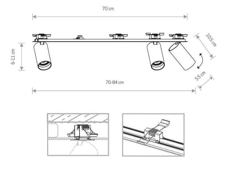 Lampa sufitowa listwa szyna podtynkowa 70cm MONO SURFACE III WHITE 7830 NOWODVORSKI Lighting 3x GU10 Spot oświetleniowa nowoczesna sufitowa ścienna metal biała nawierzchniowa jak szynoprzewód do regipsu Inspiracje Premium