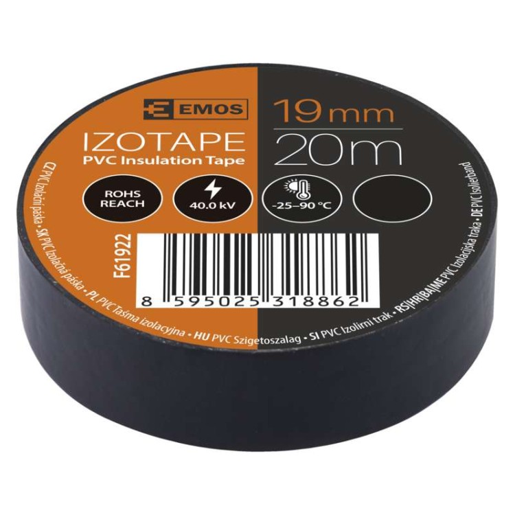 Taśma izolacyjna izolacja PVC 19mm / 20m czarna F61922 Emos