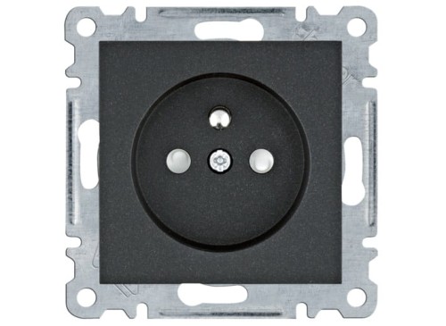 Gniazdo pojedyncze zasilające z uziemieniem Czarne WL1043 Lumina Intense Passion Soul HAGER POLO z/u z uziemieniem przesłoną styków kontakt czarny