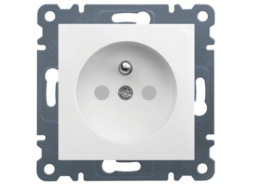 Gniazdo pojedyncze zasilające z uziemieniem Białe WL1040 Lumina Intense Passion Soul HAGER POLO z/u z uziemieniem przesłoną styków kontakt biały