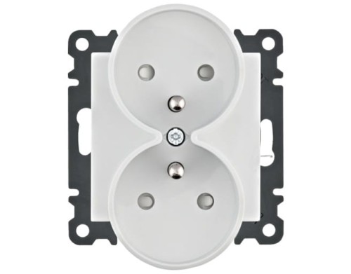 Gniazdo podwójne zasilające z uziemieniem Białe WL1340 Lumina Intense Passion Soul HAGER POLO z/u z uziemieniem przesłoną styków kontakt biały