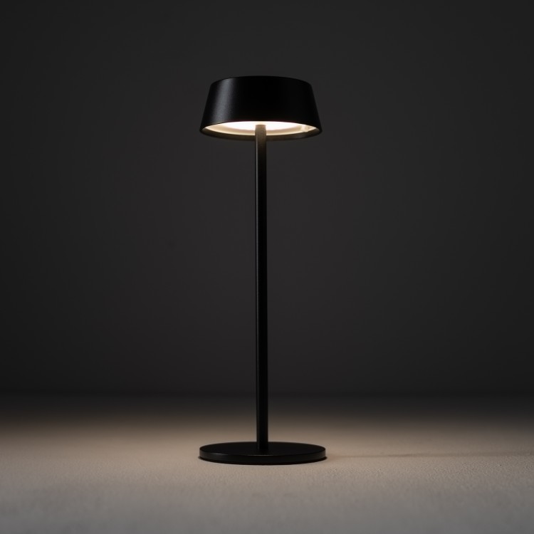 AMY LED 11532 Nowodvorski Lighting Lampa przenośna aluminium metalowa na taras balkon do ogrodu jednostronna oświetlenie zewnętrzne wewnętrzne z akumulatorem i ładowarką tarasowa stołowa nocna czarna Inspiracje Premium