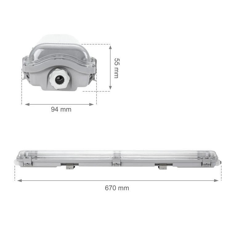 LIMEA LED TUBE SLIM HERMETYK G13 2x60 250V IP65 710x90x63 mm szary SLI028014_SLIM SPECTRUM LED