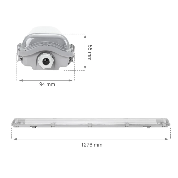 LIMEA LED TUBE SLIM HERMETYK G13 2x120 250V IP65 1310x90x63 mm szary SLI028015_SLIM SPECTRUM LED