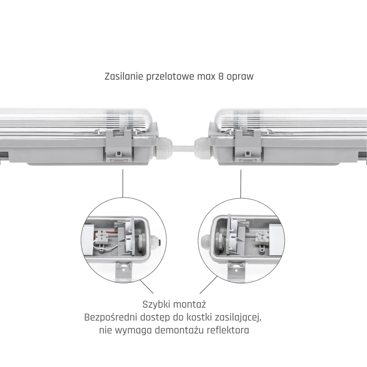 LIMEA LED TUBE SLIM HERMETYK G13 2x150 250V IP65 1610x90x63 mm szary SLI028016_SLIM SPECTRUM LED