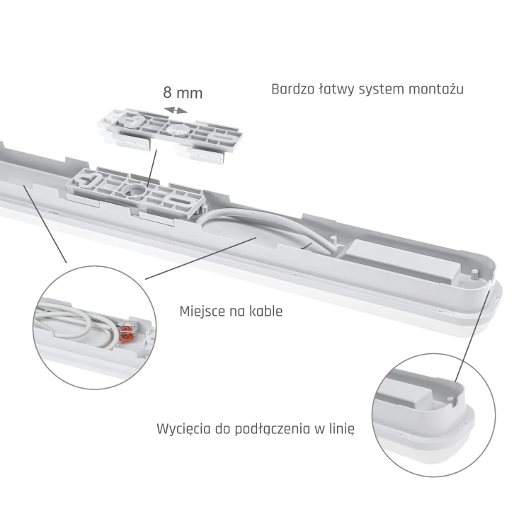 LIMEA GO HERMETYK 600mm 25W CW 230V 120st IP65 IK07 600x60x52mm biały SLI028034CW_PW SPECTRUM LED
