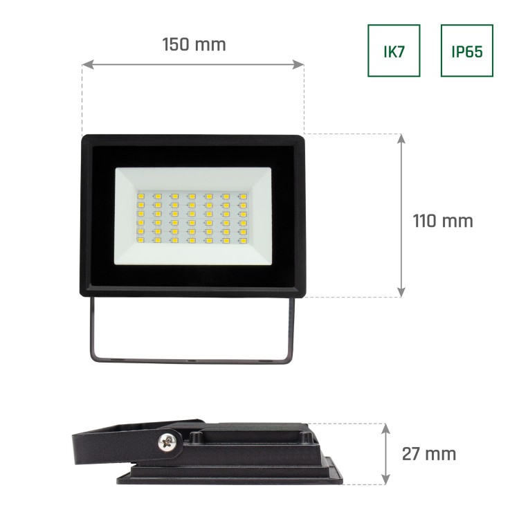 NOCTIS LUX 3 Naświetlacz 30W WW 230V IP65 150x110x27mm czarny SLI029050WW_PW SPECTRUM LED