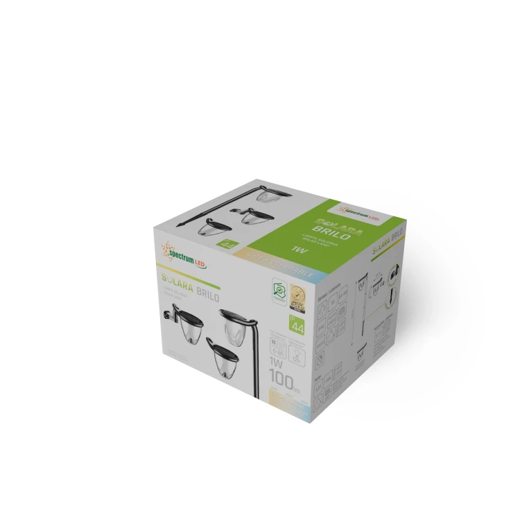 SOLARA BRILO 1W CCT IP44 150x180x135mm czarny wbijana/naścienna 2 lata gwarancji SLI052001CCT SPECTRUM LED