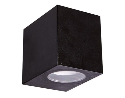 Lampa ogrodowa elewacyjna Kinkiet Zewnętrzny Nowoczesny GAMP D BLACK 04018 Ideus 1x GU10 IP54 poliwęglan na budynek jednostronna hermetyczna oświetlenie zewnętrzne czarna