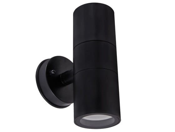 Lampa ogrodowa elewacyjna Kinkiet Zewnętrzny Nowoczesny GORDON BLACK 03937 Ideus 2x GU10 IP54 poliwęglan na budynek dwustronna hermetyczna oświetlenie zewnętrzne czarna