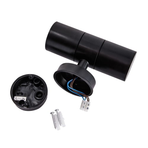 Lampa ogrodowa elewacyjna Kinkiet Zewnętrzny Nowoczesny GORDON BLACK 03937 Ideus 2x GU10 IP54 poliwęglan na budynek dwustronna hermetyczna oświetlenie zewnętrzne czarna