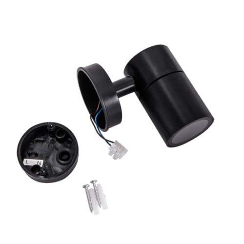 Lampa ogrodowa elewacyjna Kinkiet Zewnętrzny Nowoczesny GORDON BLACK 03936 Ideus 1x GU10 IP54 poliwęglan na budynek jednostronna hermetyczna oświetlenie zewnętrzne czarna
