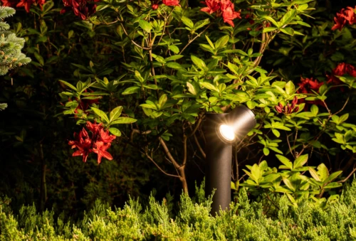 Lampa ogrodowa reflektorek ogrodowy stojący słupek TUBINGS I 8158 NOWODVORSKI Lighting GU10 Zewnętrzna Nowoczesna oprawa aluminium metalowa do ogrodu oświetlenie zewnętrzne tarasu podwórka chodnika drzewa krzewów gruntowa czarna Inspiracje Premium
