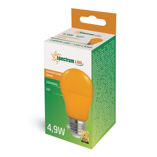 LED GLS E-27 230V 4.9W pomarańczowy WOJ+14609 SPECTRUM LED