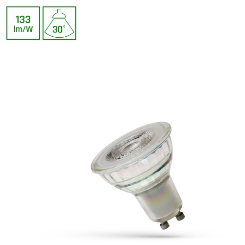 LED GU10 230V 7,5W SMD 30st NW z soczewką szklana PREMIUM WOJ+14708 SPECTRUM LED