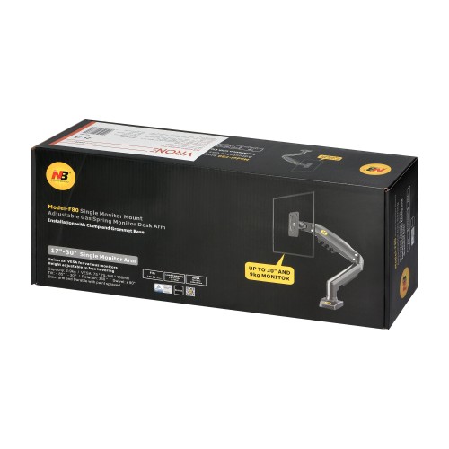 Obrotowy uchwyt biurkowy na sprężynie gazowej do monitorów LCD, LED 17″ – 30″ MH-F80 Virone wieszak monitora regulowany