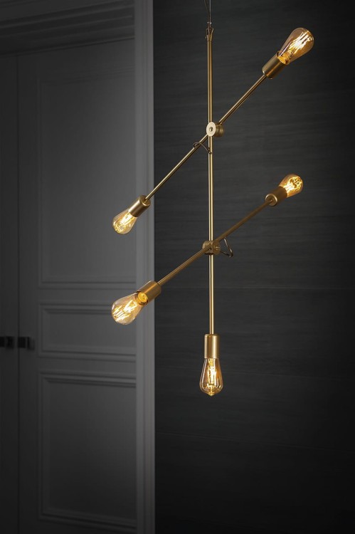Lampa sufitowa wisząca Industrialna Loft STICKS GOLD V 9076 NOWODVORSKI Lighting E27 x5 nowoczesna oprawa oświetleniowa żyrandol metalowa nad stół blat wyspę złota złoty zwis Inspiracje Premium