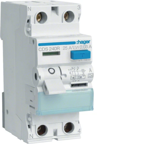RCCB Wyłącznik różnicowoprądowy 1P+N 40A/30mA Typ A QuickConnect lewy N CDS240R Hager