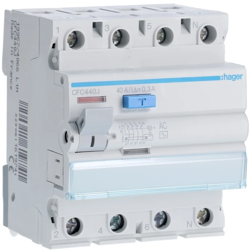 RCCB Wyłącznik różnicowoprądowy 3P+N 40A 300mA 6kA AC CFC440J Hager