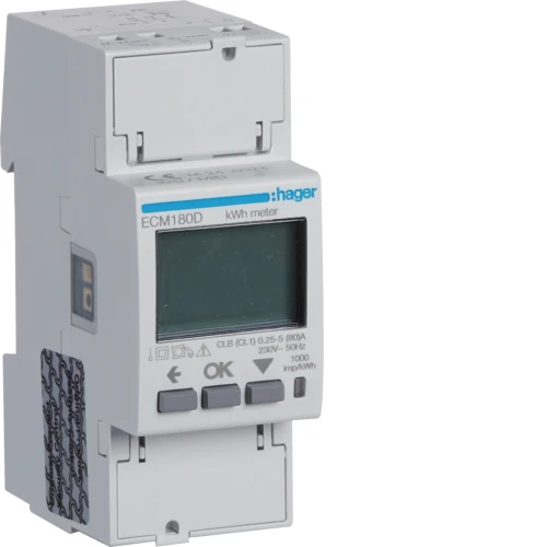 agardio.measure Licznik energii elektrycznej 1-fazowy, 80A 2M, M-bus, MID ECM180D Hager