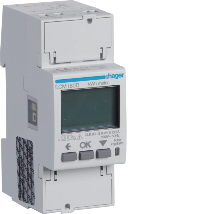 agardio.measure Licznik energii elektrycznej 1-fazowy, 80A 2M, M-bus, MID ECM180D Hager