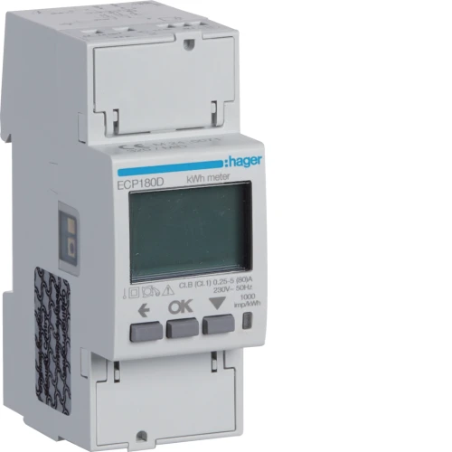 agardio.measure Licznik energii elektrycznej 1-fazowy, 80A 2M, wyjście imp., MID ECP180D Hager