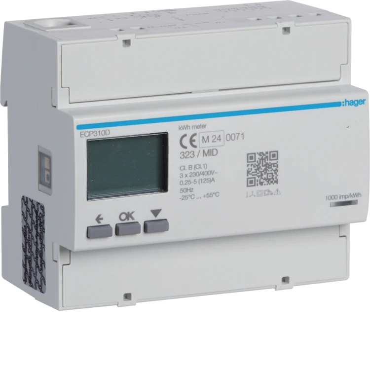 agardio.measure Licznik energii elektrycznej 3-f, 125A 6M, wyjście imp., MID ECP310D Hager