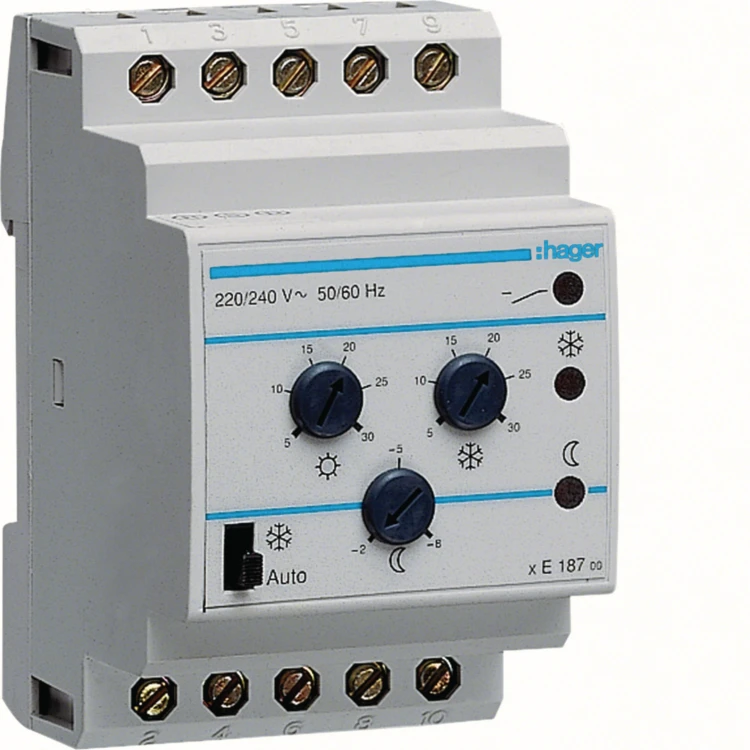 # Termostat wielofunkcyjny modułowy bez czujnika 230V 1P 2A funkcje Comfort EK187 Hager