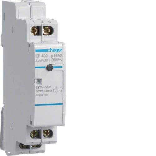 Przekaźnik bistabilny elektroniczny 2 wejścia 8-24VAC/DC + 230VAC 1NO 16A EP400 Hager