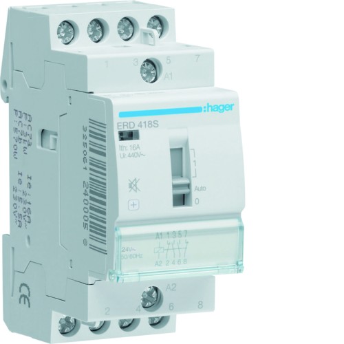 Przekaźnik instalacyjny cichy 24V AC 2NO+2NC 16A ERD418S Hager