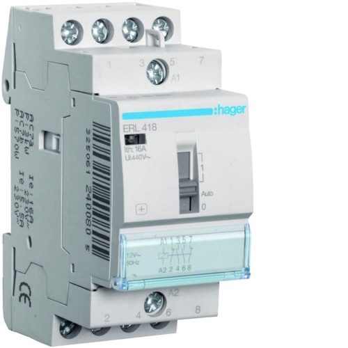 Przekaźnik instalacyjny 12VAC 2NO+2NC 16A ERL418 Hager