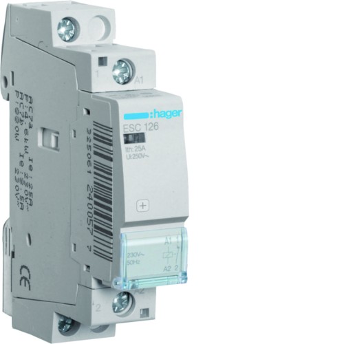 Stycznik 230VAC 1NC 25A AC-7a/b ESC126 Hager
