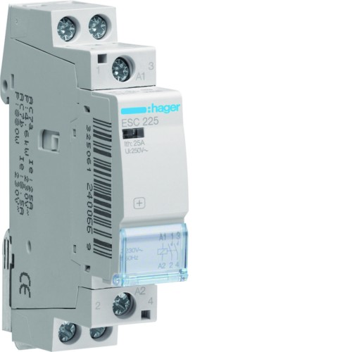 Stycznik 230VAC 2NO 25A AC-7a/b ESC225 Hager