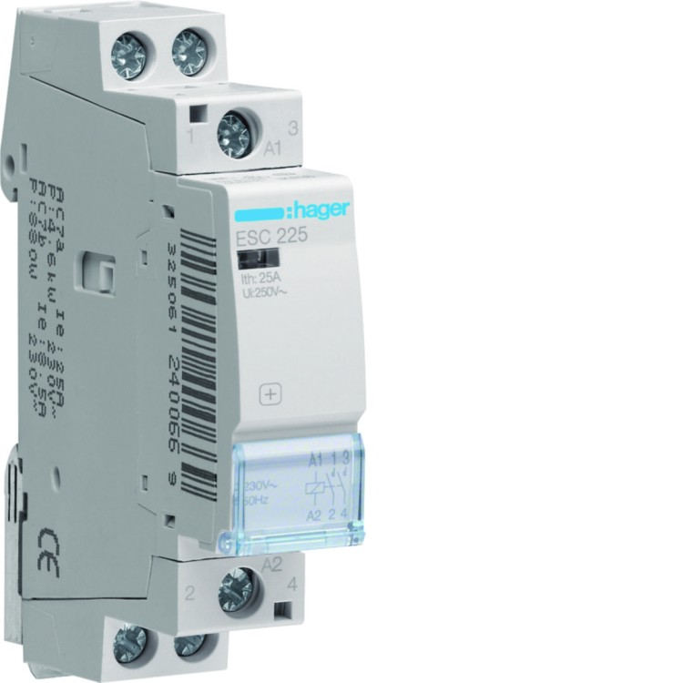 Stycznik 230VAC 2NO 25A AC-7a/b ESC225 Hager